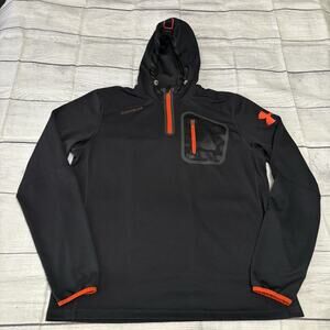 Under Armour Combine Mens Size XL 1/4 Zip Pullover Black Orange Active Workout